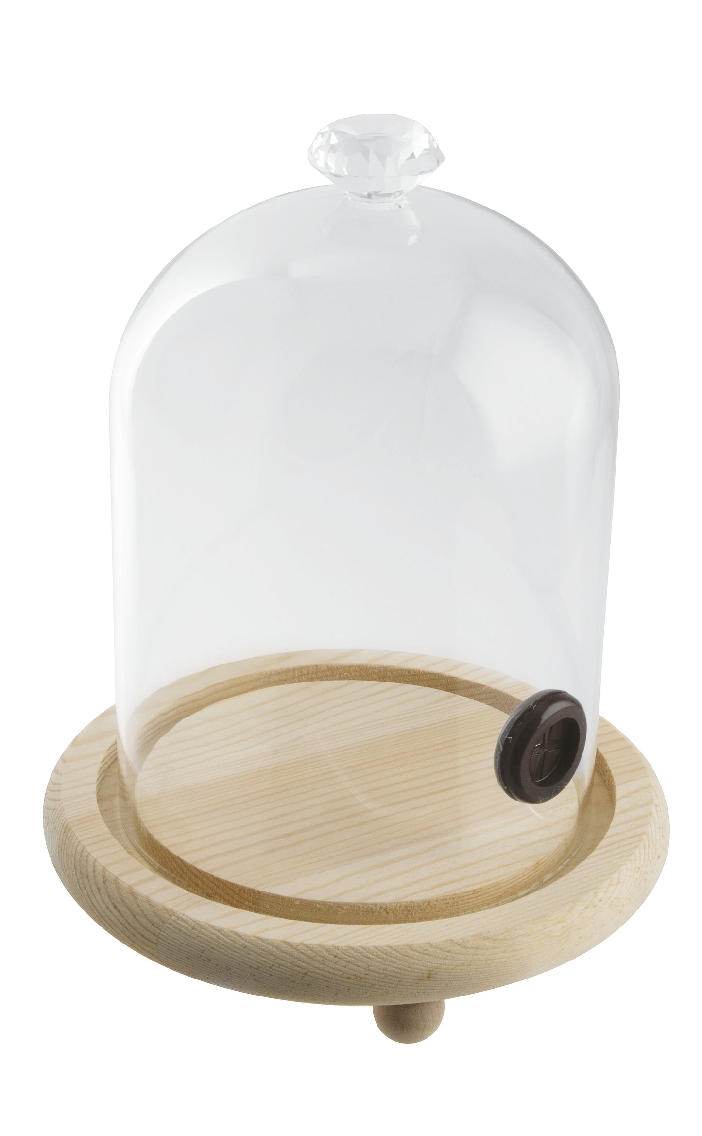 Cloche in vetro H. 22 cm c/Base in Legno